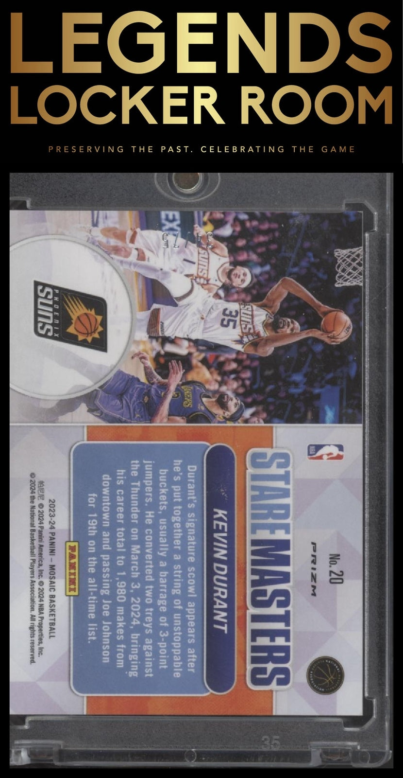 2023-24 Panini Mosaic #20 Kevin Durant Stare Masters Mosaic Teal #/75