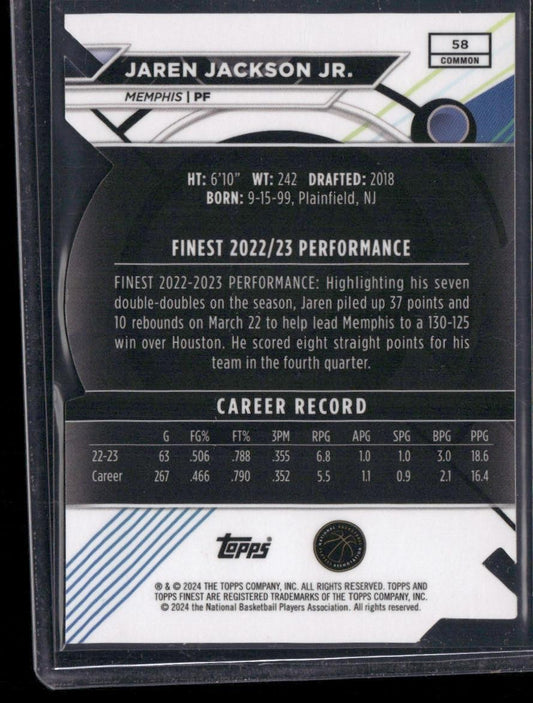 2023-24 Finest #58 Jaren Jackson Jr. Refractors Die Cut #/74