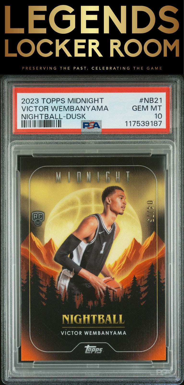 2023 Topps Midnight Nightball Victor Wembanyama /75 POP 1 PSA 10