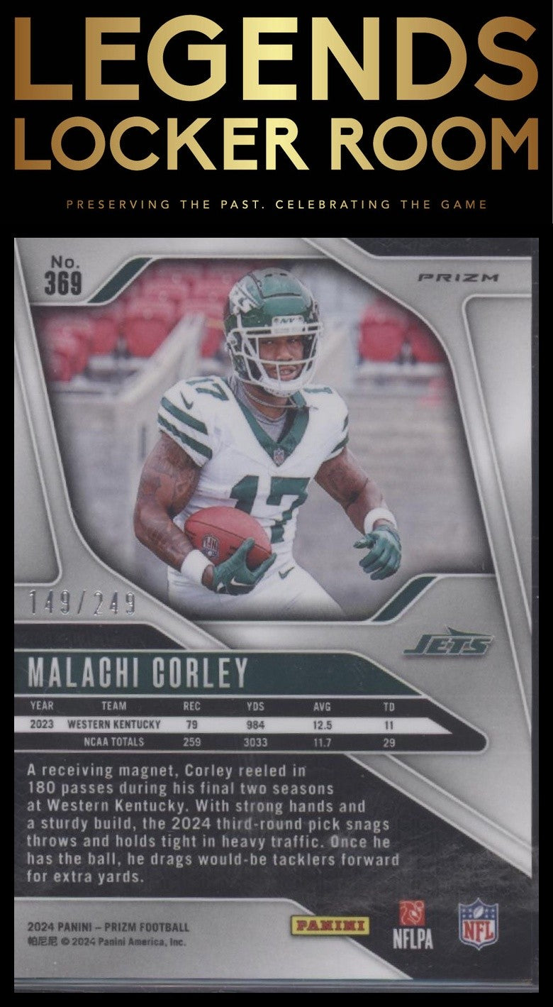 2024 Panini Prizm #369 Malachi Corley Orange #/249