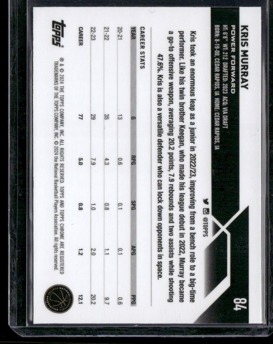 2023-24 Topps Chrome Sapphire #84 Kris Murray