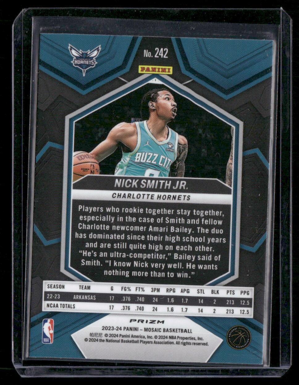 2023-24 Panini Mosaic #242 Nick Smith Jr. Fast Break Silver