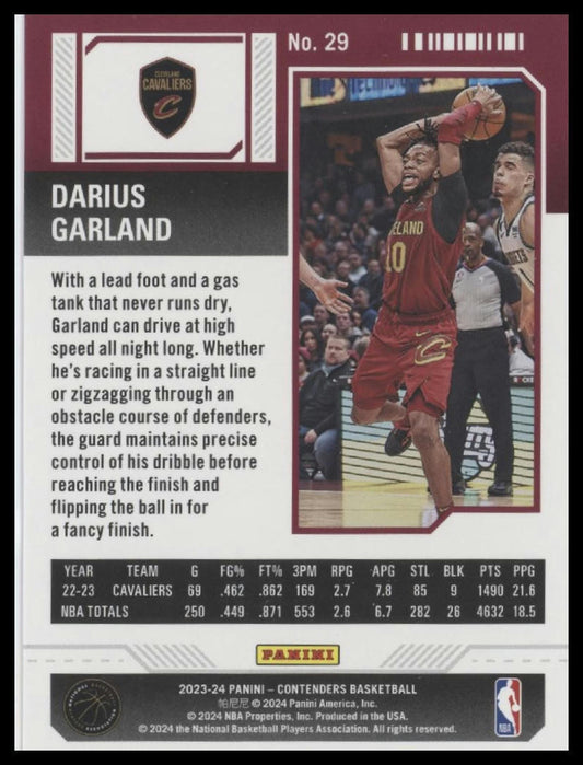 2023-24 Panini Contenders #29 Darius Garland Season Ticket Premium Edition