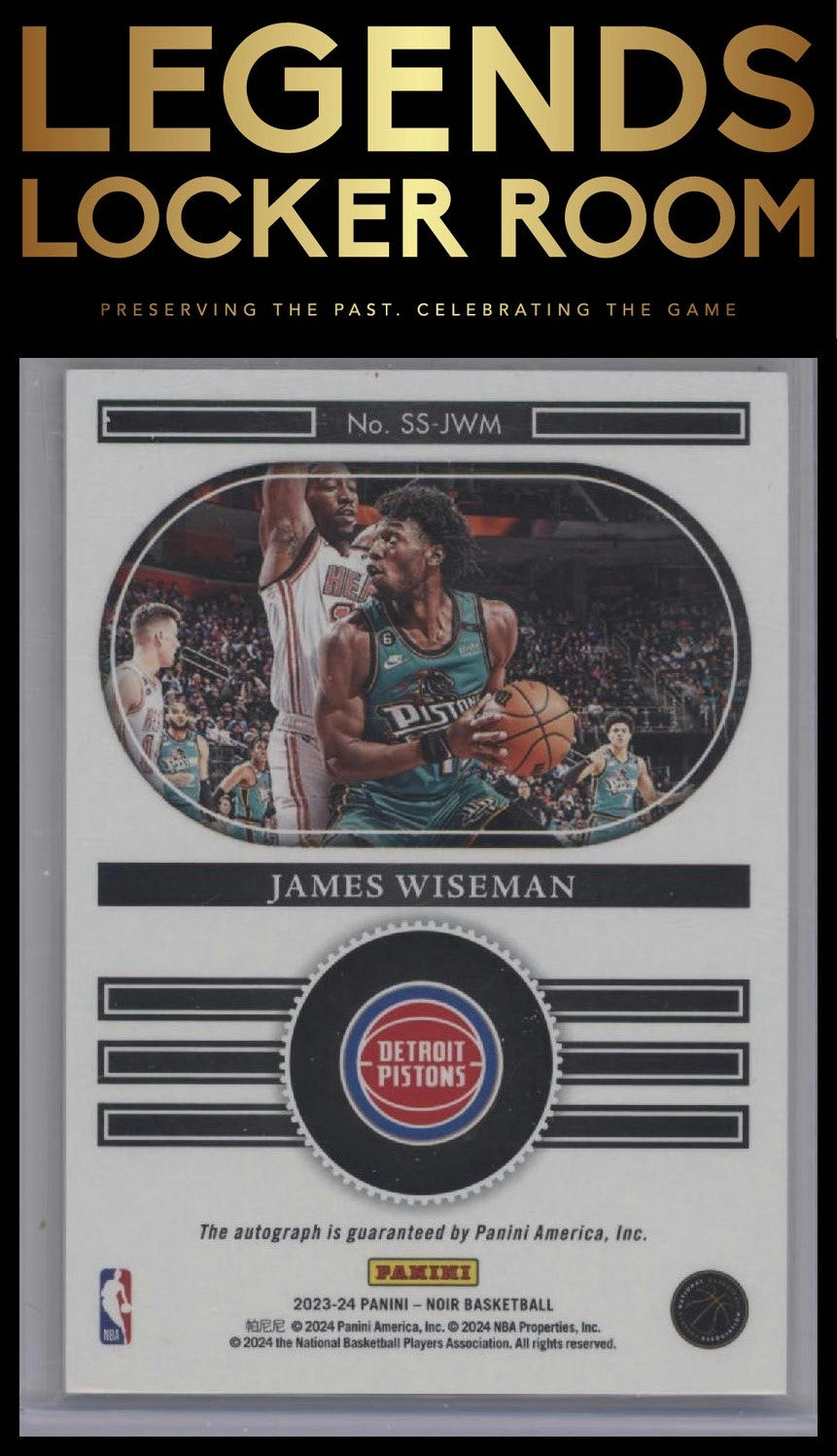 2023-24 Panini Noir #SS-JWM James Wiseman Snapshot Signatures Holo Gold #/10