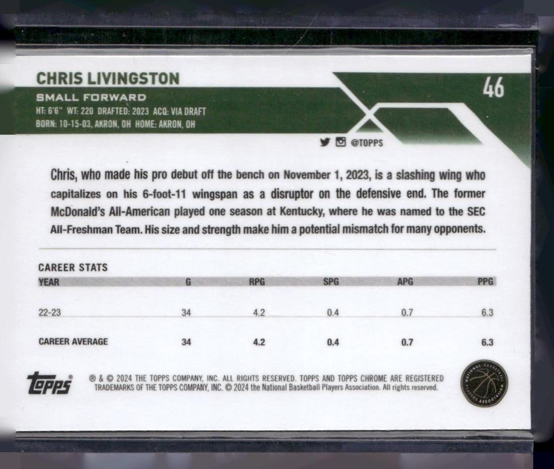 2023-24 Topps Chrome #46 Chris Livingston