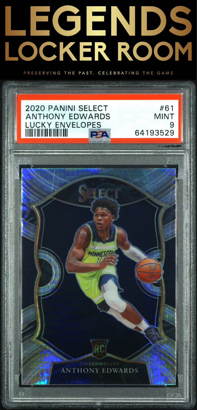2020 Panini Select #61 Anthony Edwards Lucky Envelopes /8 PSA 9