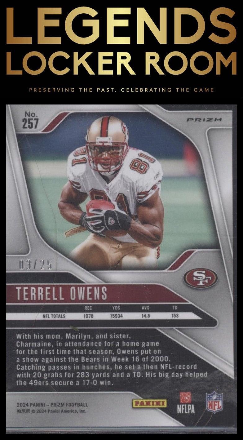 2024 Panini Prizm #257 Terrell Owens Navy Camo #/25