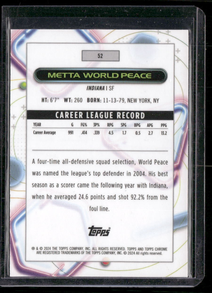 2023-24 Topps Chrome Cosmic #52 Metta World Peace Aqua Equinox Refractors #/149