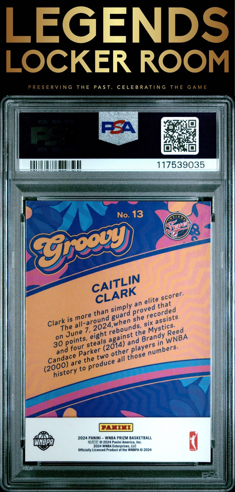 2024 Panini Prizm Wnba Groovy #13 Caitlin Clark PSA 8