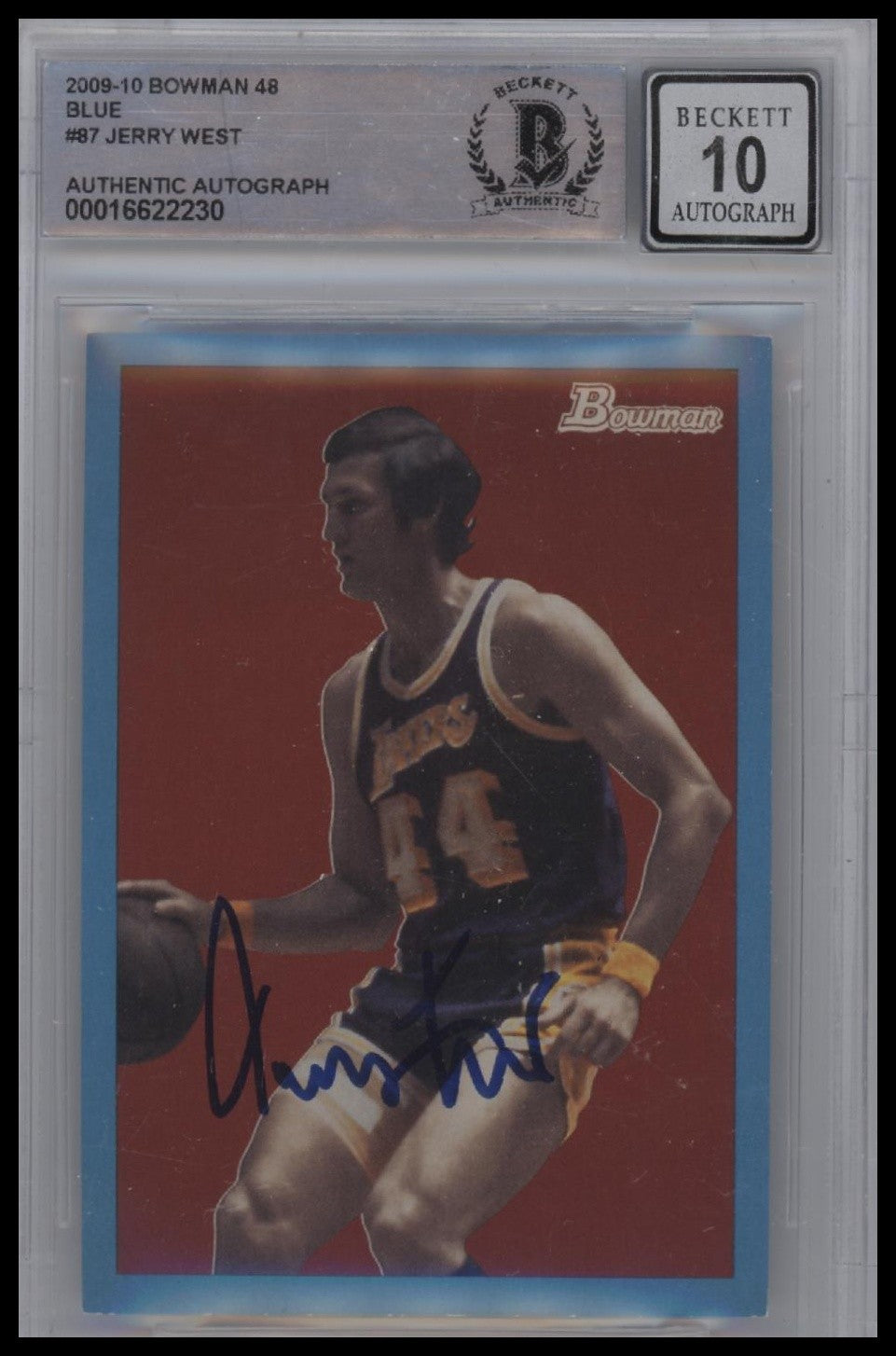 2009-10 Bowman 48 Blue #87 Jerry West Auto BGS 10