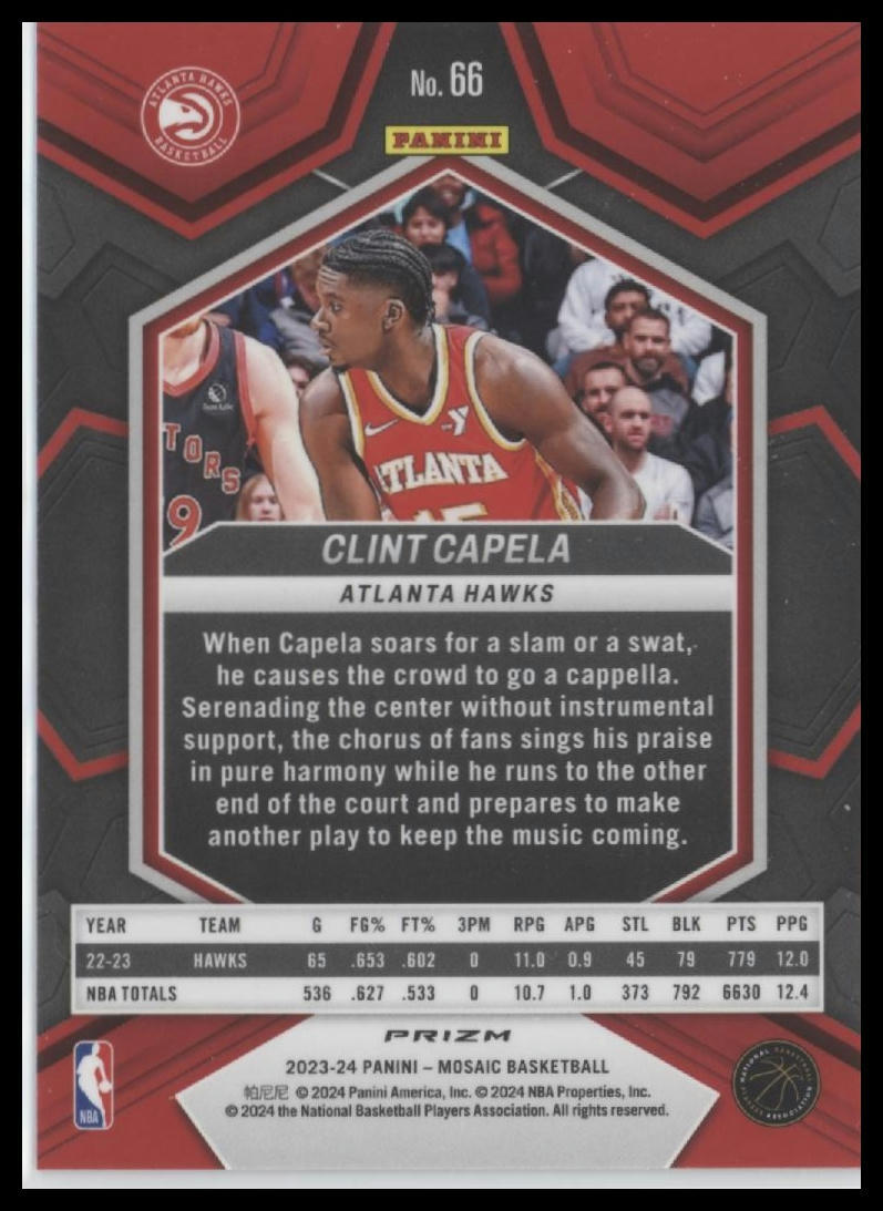 2023-24 Panini Mosaic #66 Clint Capela Red Mosaic