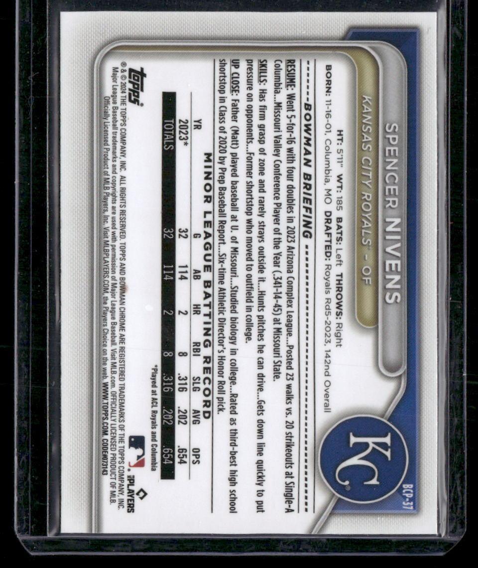 2024 Bowman Sapphire Edition #BCP-37 Spencer Nivens