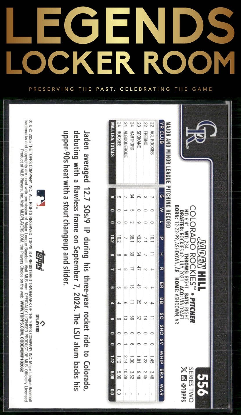 2025 Topps #556 Jaden Hill Sandglitter
