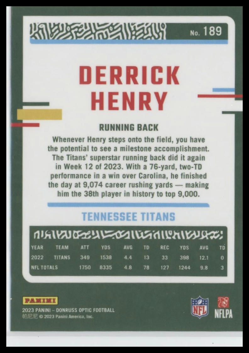 2023 Donruss Optic #189 Derrick Henry