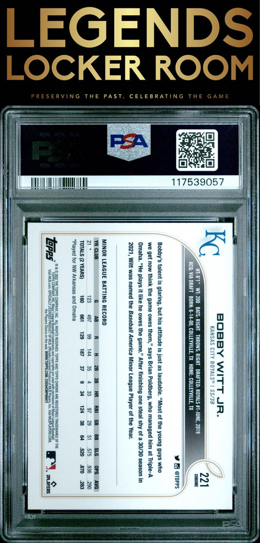 2022 Topps Chrome Sonic #221 Bobby Witt Jr Sp PSA 8