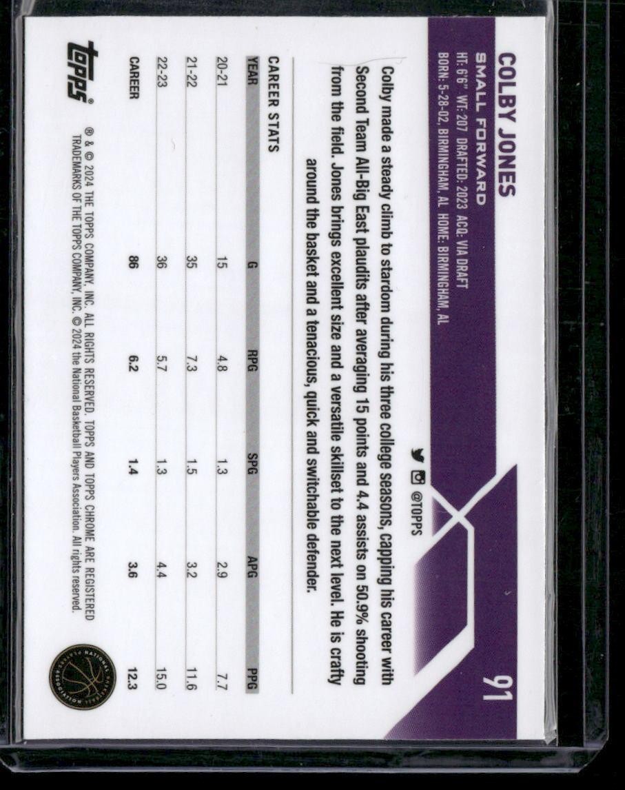 2023-24 Topps Chrome #91 Colby Jones Negative Refractors