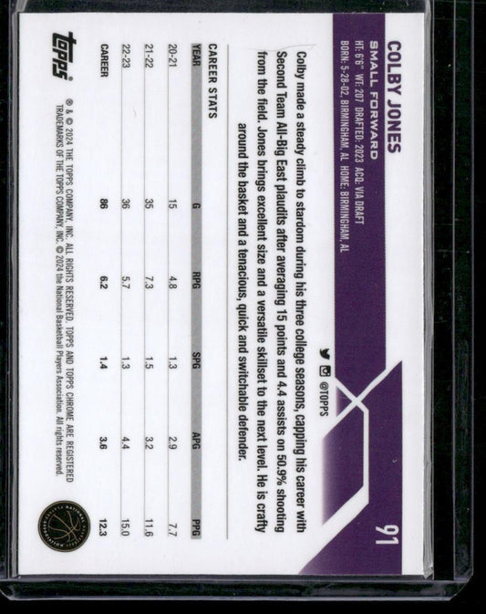 2023-24 Topps Chrome #91 Colby Jones Negative Refractors