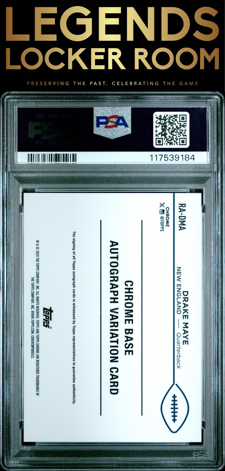 2024 Topps Chrome Rookie Auto Variations Drake Maye Orange Geometric PSA 10