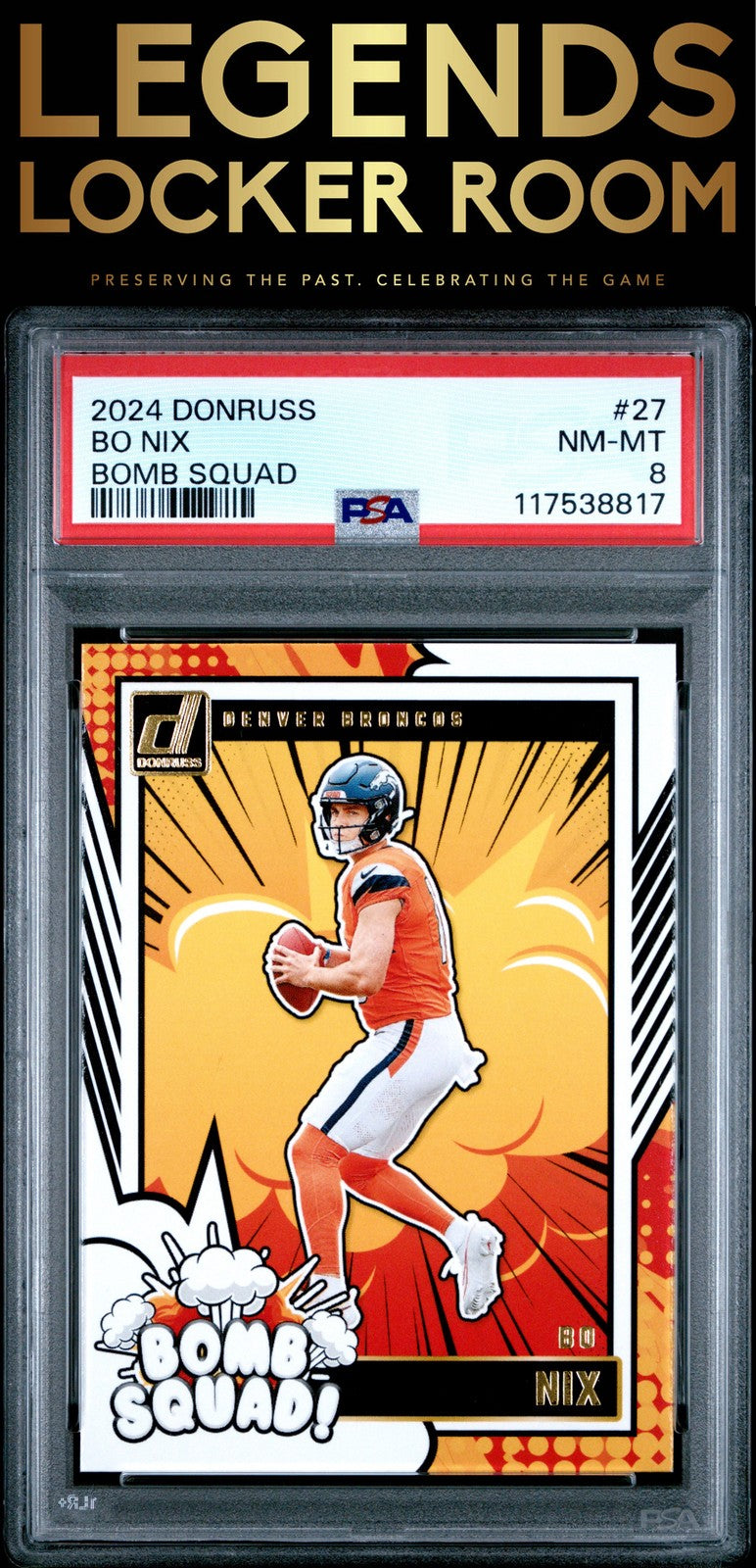 2024 Panini Donruss Bomb Squad #27 Bo Nix PSA 8