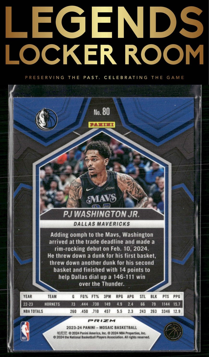 2023-24 Panini Mosaic #80 P.J. Washington Jr. Red