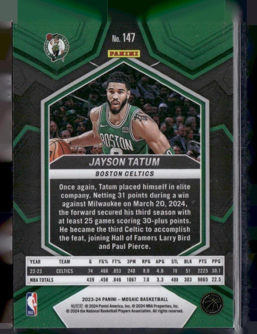 2023-24 Panini Mosaic #147 Jayson Tatum