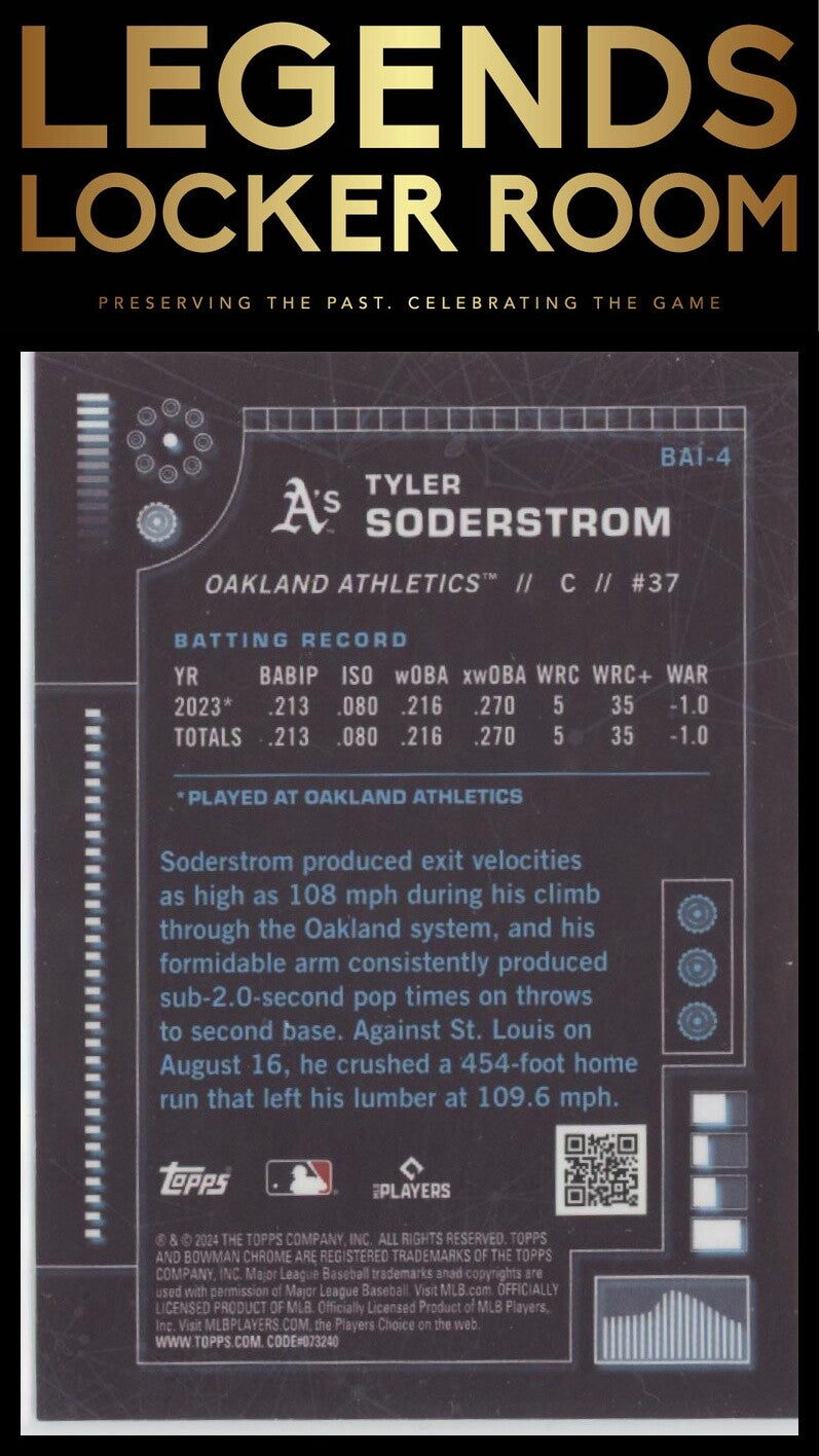 2024 Bowman Chrome #BAI-4 Tyler Soderstrom Bowman A.I.