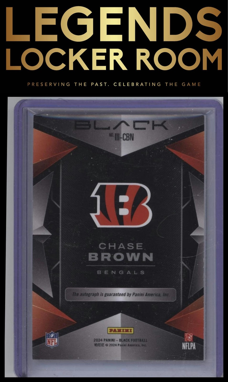 2024 Panini Black #III-CBN Chase Brown Instant Impact Ink #/249