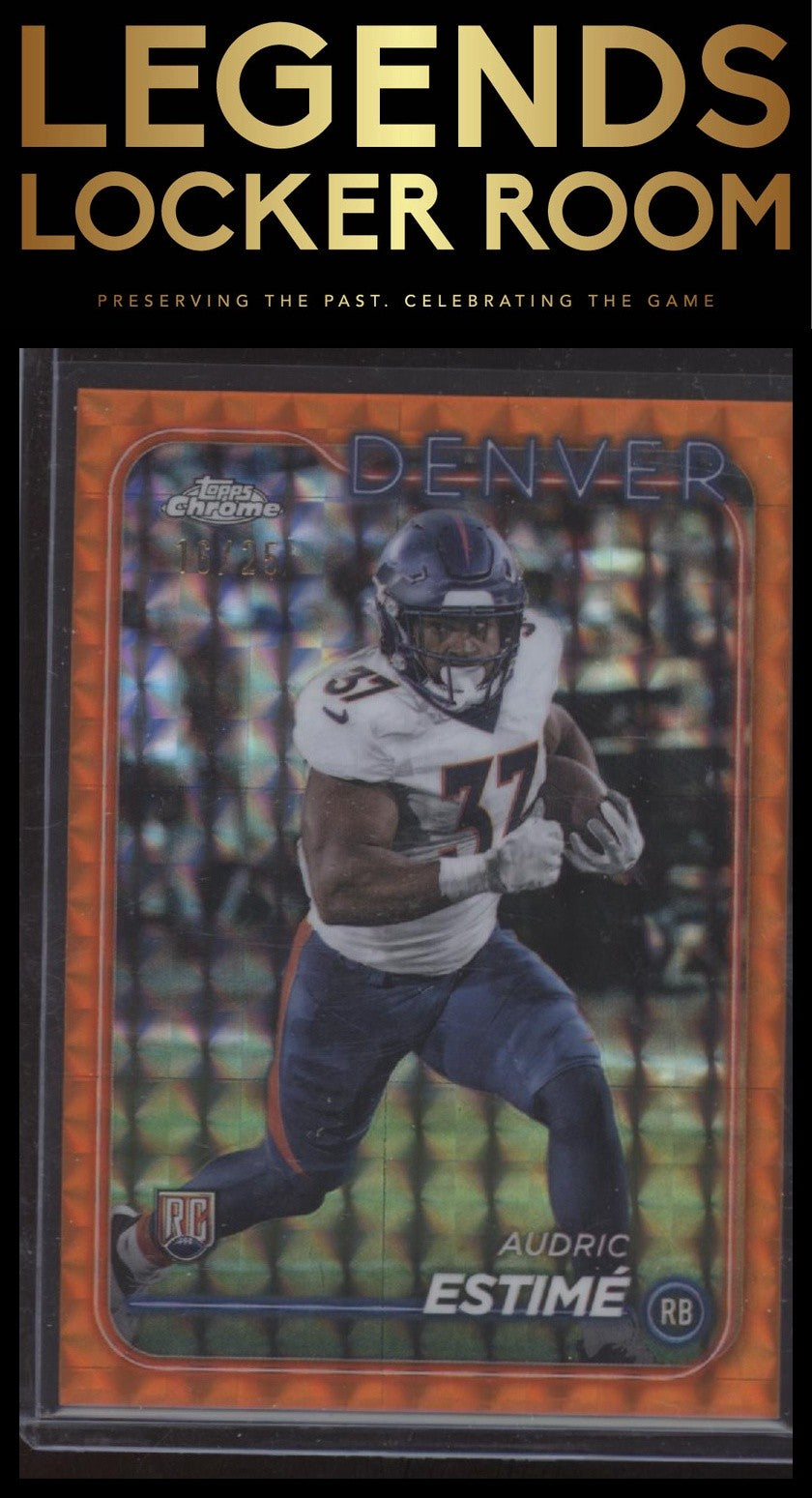 2024 Topps Chrome #222 Audric Estimé Orange Geometric Refractor #/25