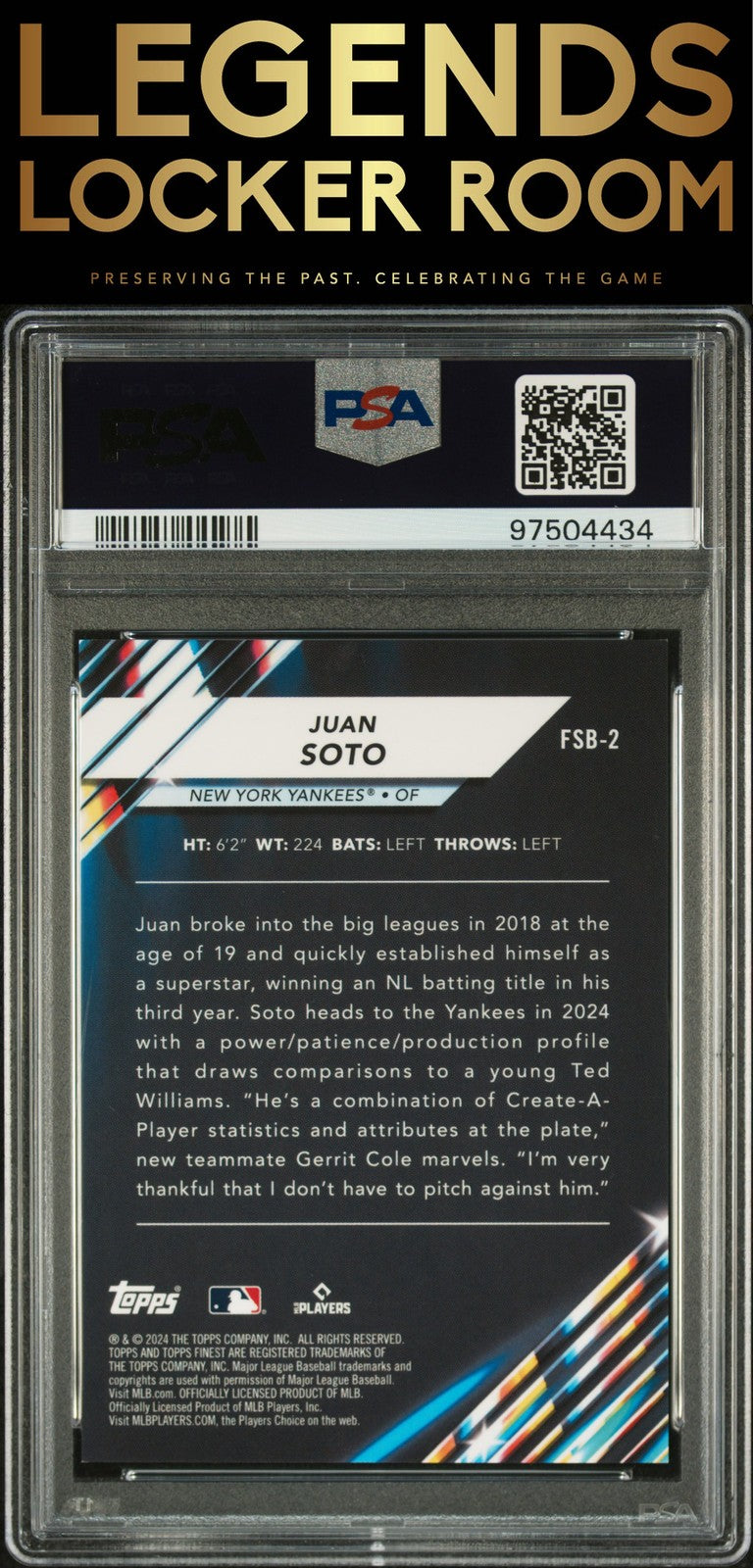 2024 Topps Finest Future So Bright Juan Soto Blue Ref PSA 9
