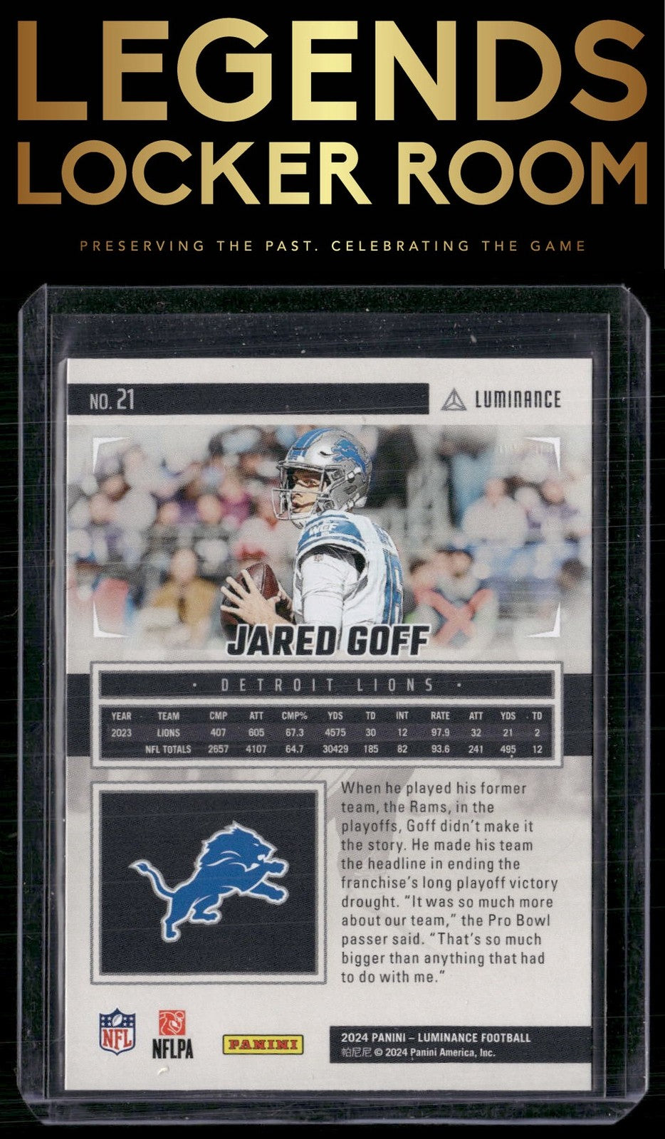 2024 Panini Luminance #21 Jared Goff