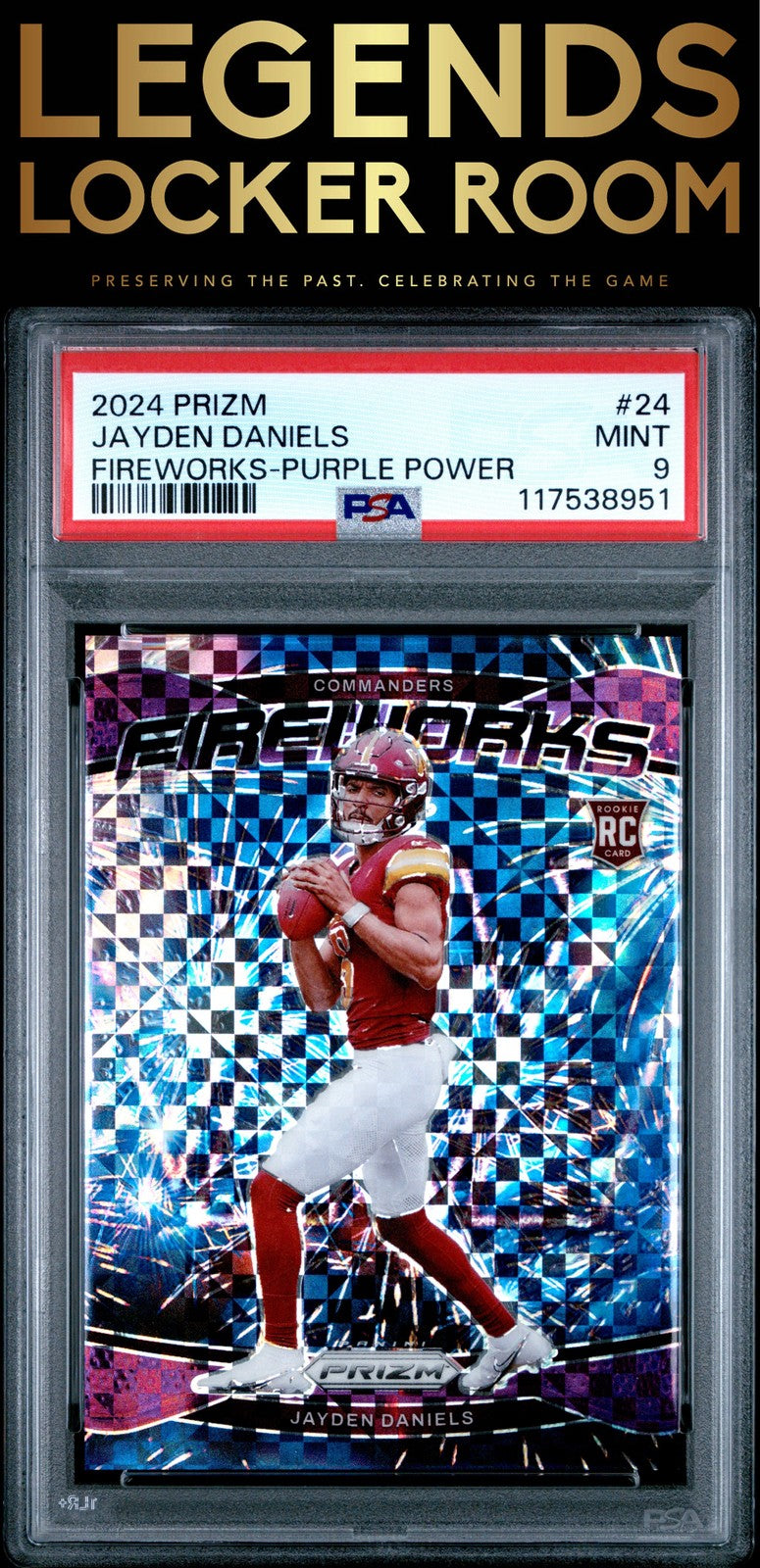 2024 Panini Prizm Fireworks #24 Jayden Daniels Fireworks-Purple Power PSA 9