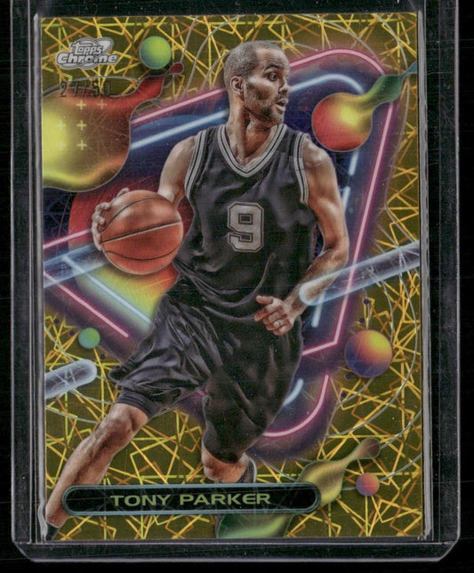 2023-24 Topps Chrome Cosmic #114 Tony Parker Gold Interstellar Refractors #/50