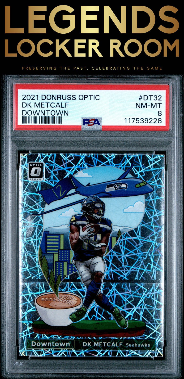 2021 Panini Donruss Optic Downtown #DT32 Dk Metcalf Downtown PSA 8