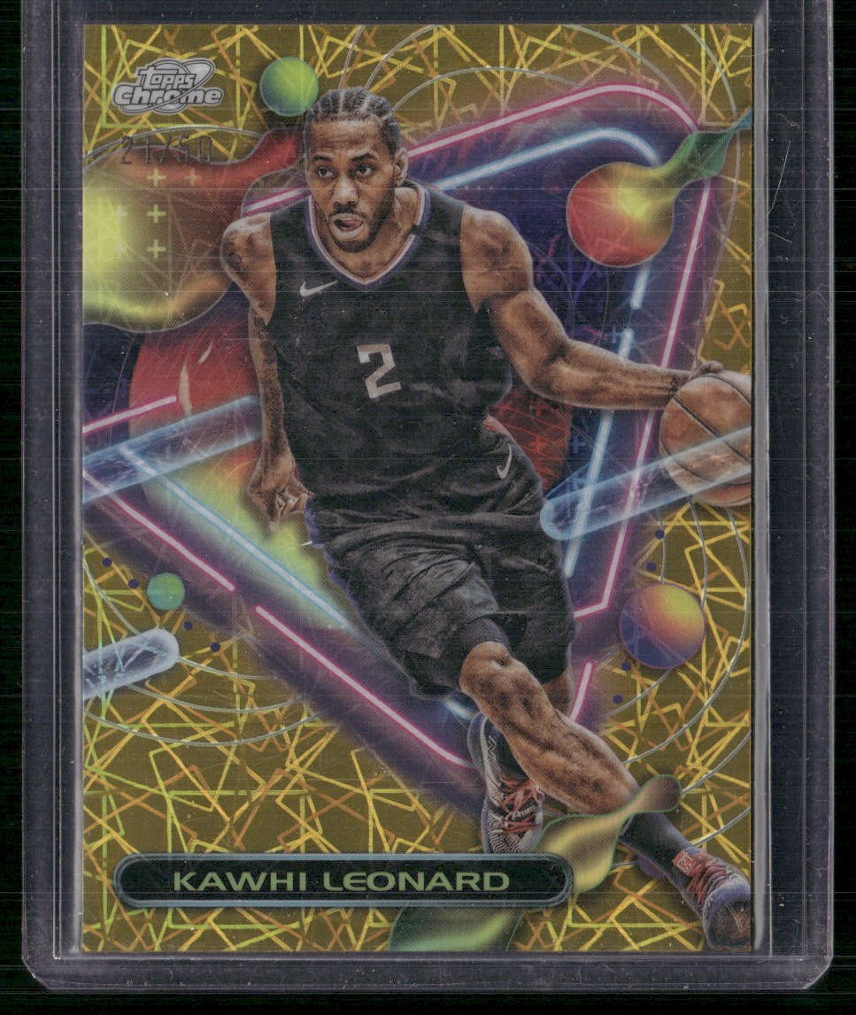 2023-24 Topps Chrome Cosmic #154 Kawhi Leonard Gold Interstellar Refractors #/50