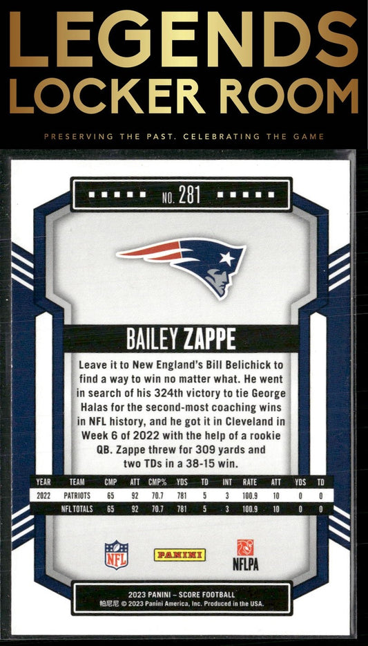 2023 Score #281 Bailey Zappe