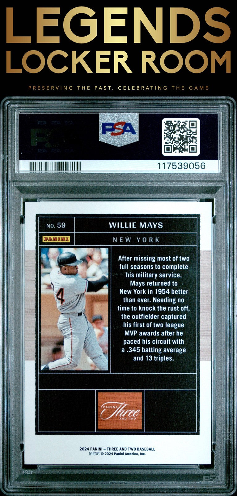 2024 Panini Three And Two #59 Willie Mays Holo Gold PSA 9