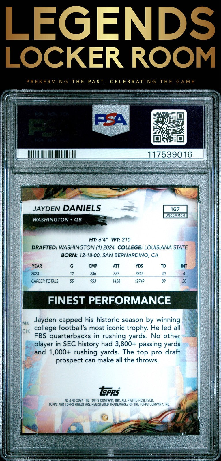 2024 Topps Finest #167 Jayden Daniels Gold Geometric PSA 10