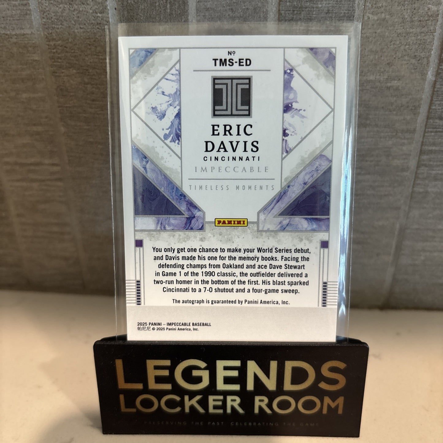 2025 Panini Impeccable Eric Davis Timeless Moments /25