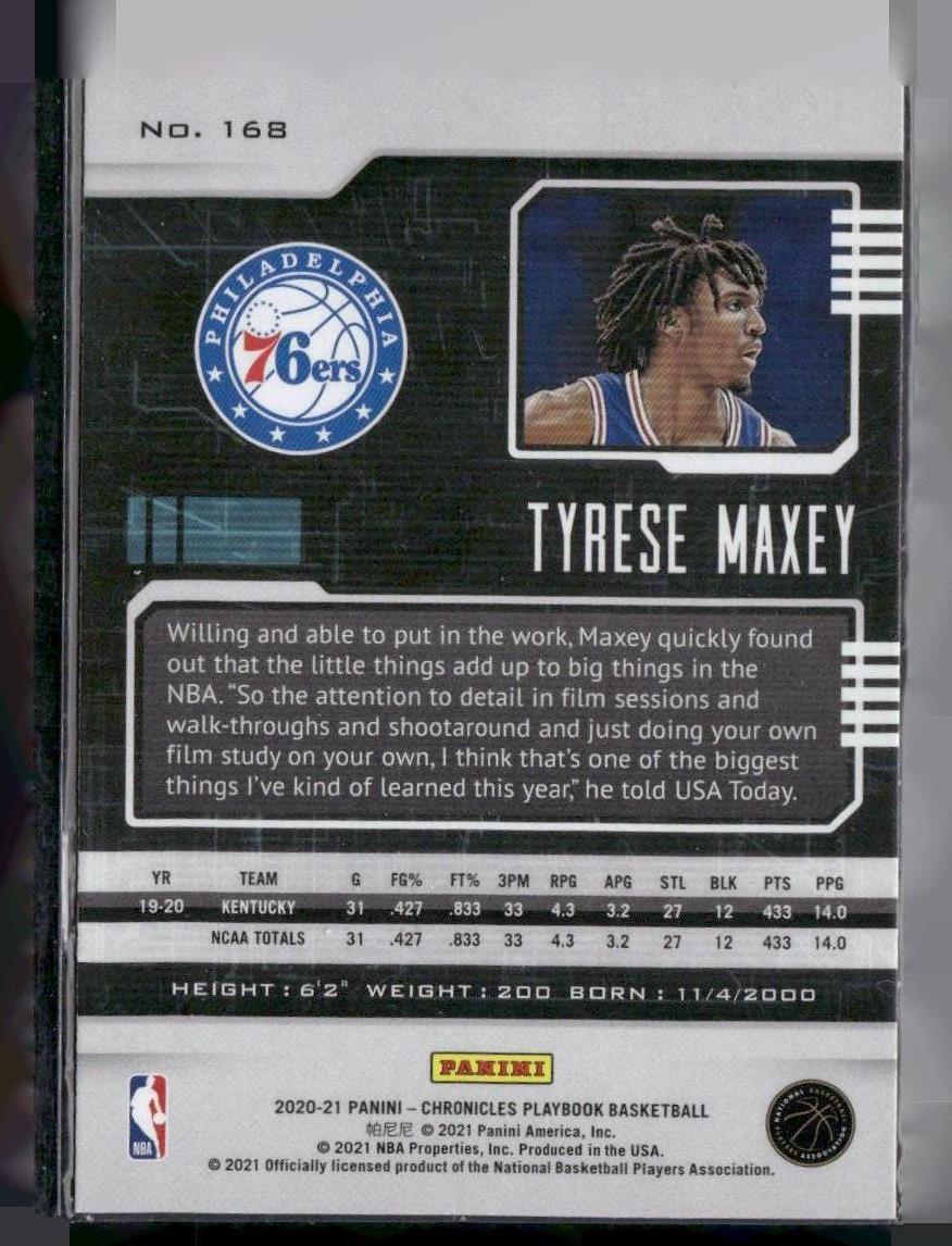 2020-21 Panini Chronicles #168 Tyrese Maxey