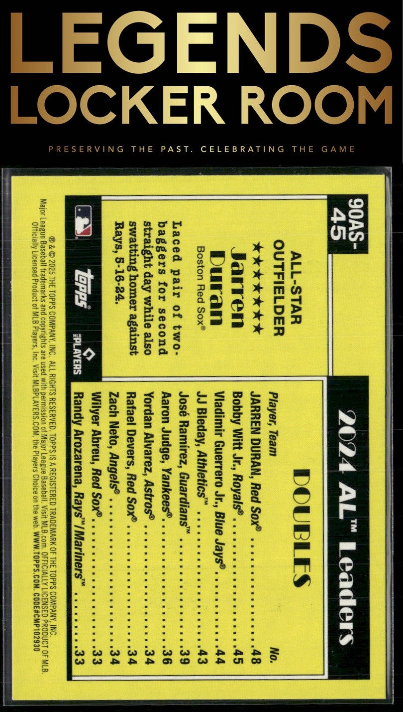 2025 Topps #90AS-45a Jarren Duran 1990 Topps Baseball 35th Anniversary All-Stars