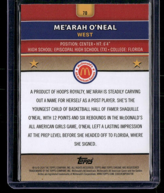 2024 Topps Chrome McDonald's All-American #70 Me’Arah O’Neal