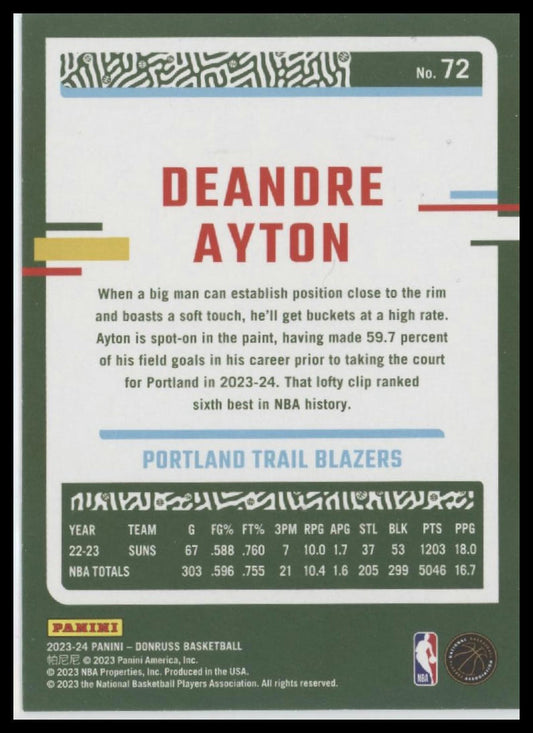 2023-24 Donruss #72 Deandre Ayton