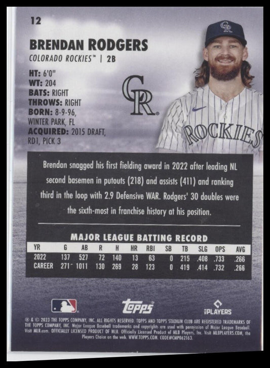 2023 Stadium Club #12 Brendan Rodgers