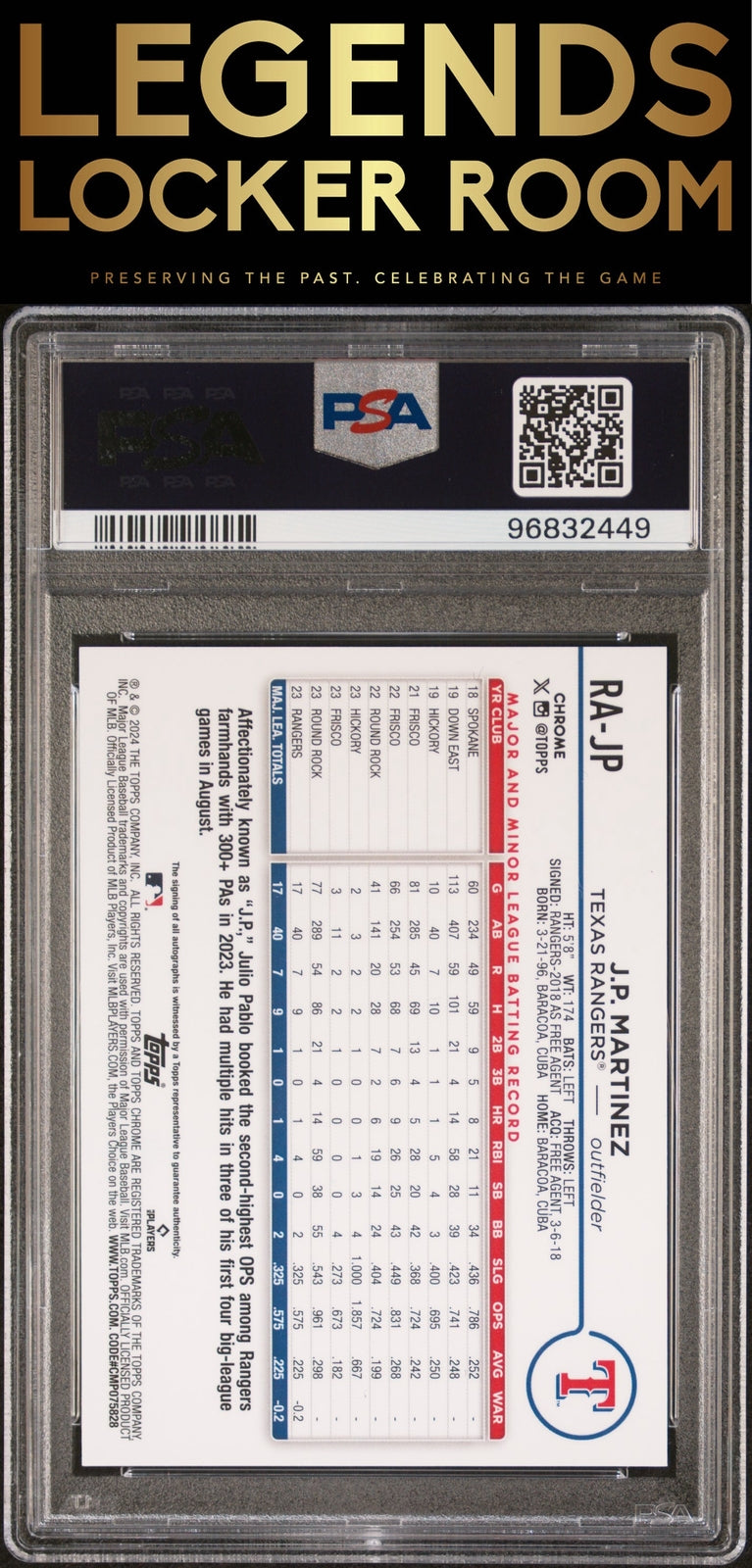 2024 Topps Chrome Rookie Autographs #RAJP Jp Martinez Gold Wave PSA 9