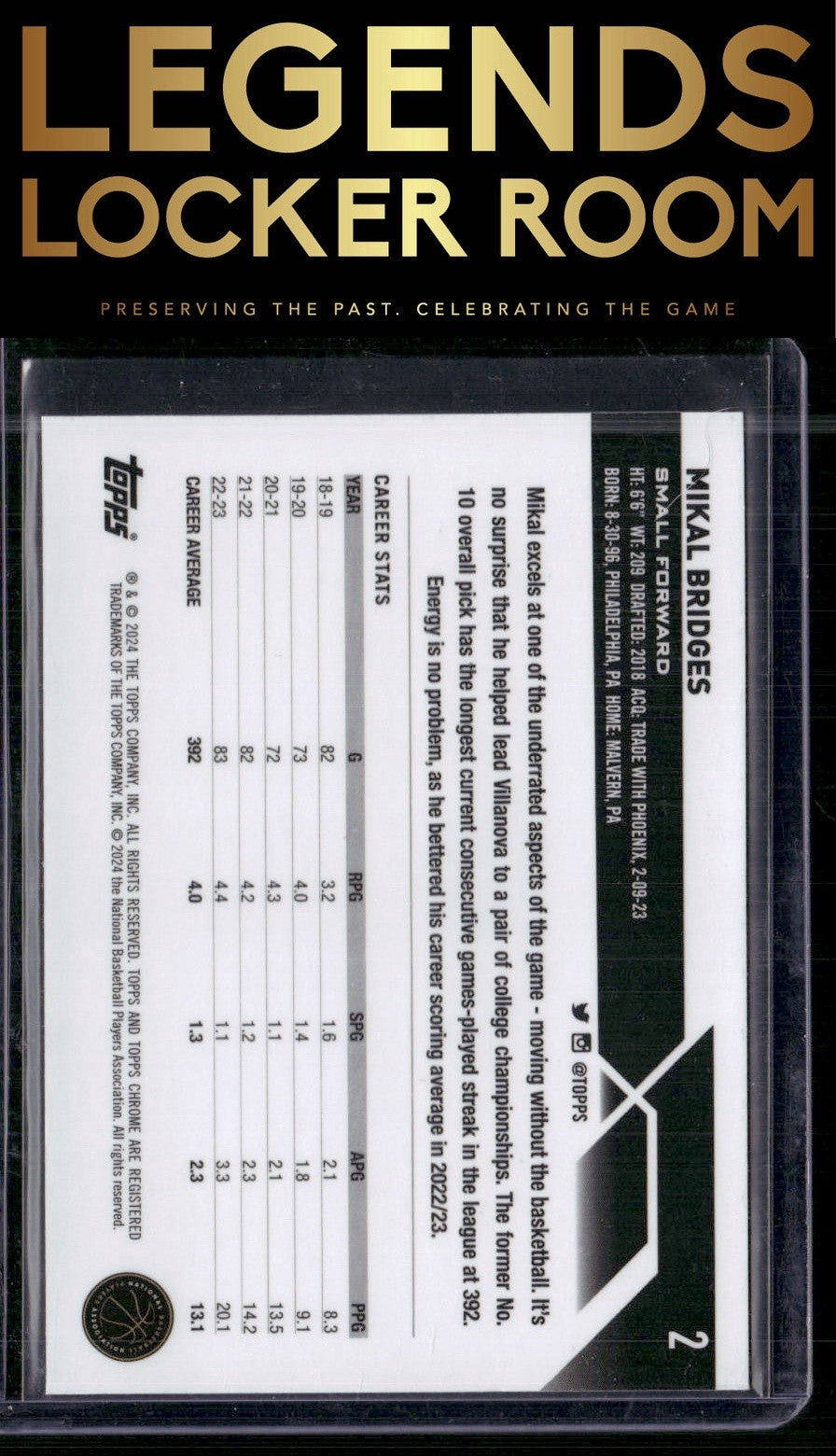 2023-24 Topps Chrome Sapphire Edition #2 Mikal Bridges