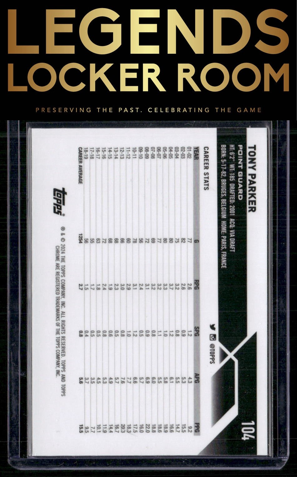 2023-24 Topps Chrome Sapphire Edition #104 Tony Parker