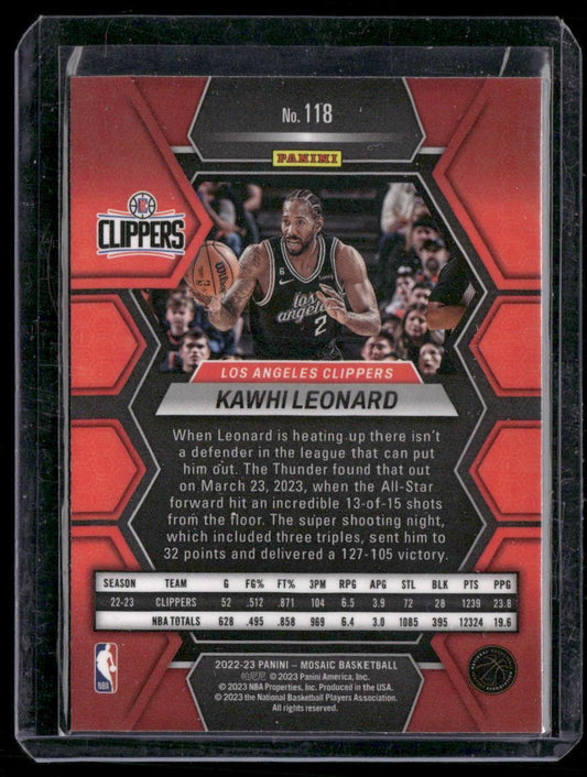 2022-23 Panini Mosaic #118 Kawhi Leonard