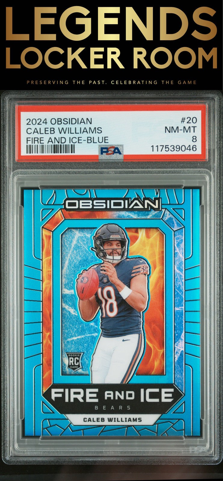 2024 Panini Obsidian Fire And Ice #20 Caleb Williams Fire And Ice-Blue PSA 8