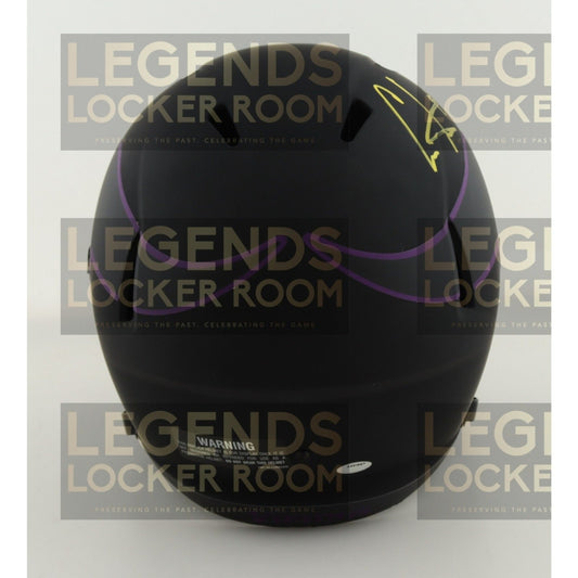 Cris Carter Signed Vikings Eclipse Matte Riddell Speed F/S Replica Helmet -