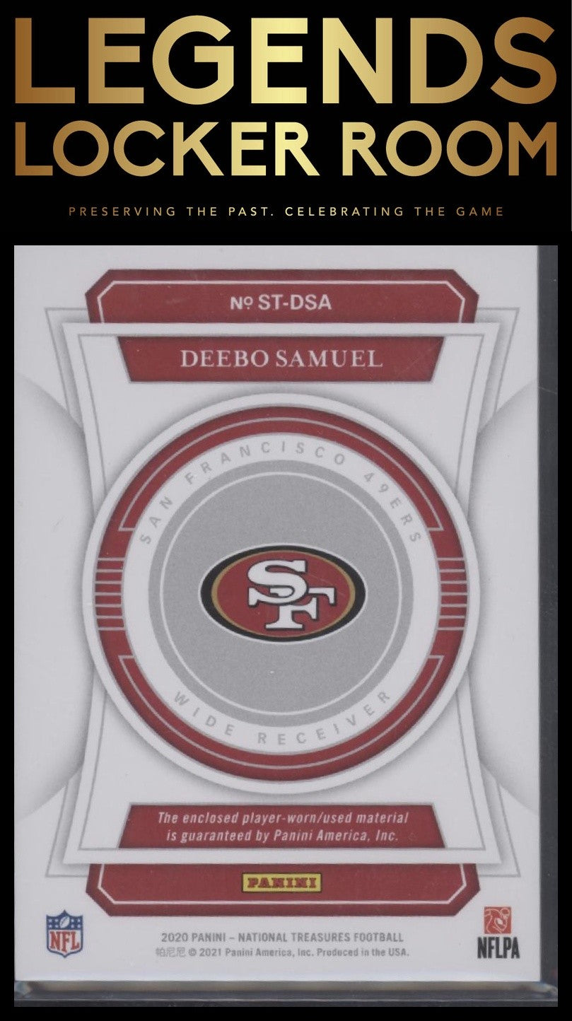 2020 Panini National Treasures #ST-DSA Deebo Samuel Sunday Treasures #/99